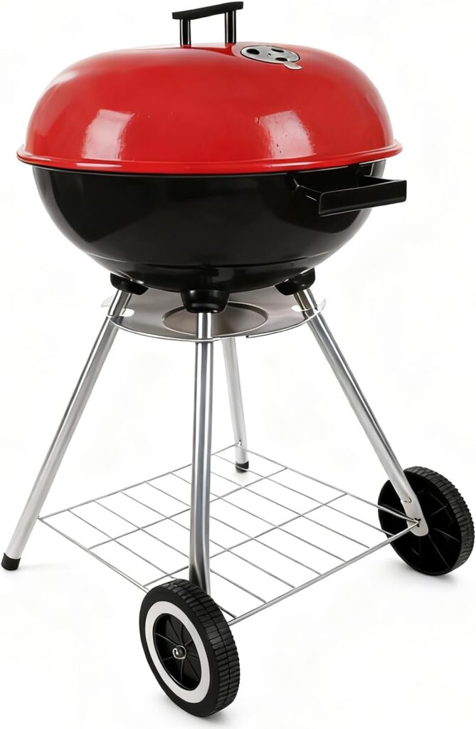 Charcoal Grills – 18 inch Portable Grills, insulated lid bbq grills, camping, picnics and backyards,red