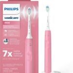 Philips Sonicare 4100 Rechargeable Electric Toothbrush, with Pressure Sensor, 2 Intensity Settings, SmarTimer and QuadPacer, 14-Day Battery Life, Deep Pink, Model HX3681/26