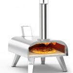 BIG HORN OUTDOORS Pizza Ovens Wood Pellet 12” Pizza Oven Cooking Pizza Maker Portable Stainless Steel Pizza Grill, Silver Portable Party use