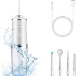 Electric Water Flosser Cordless for Teeth 3 Modes 4 Jet Tips Cleaning and Flossing Water Dental Portable Floss Irrigator Oral Water Flossed Rechargeable Tonsil Stone Travel Adults