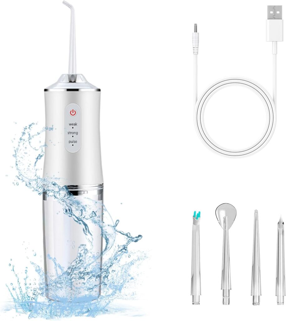 Electric Water Flosser Cordless for Teeth 3 Modes 4 Jet Tips Cleaning and Flossing Water Dental Portable Floss Irrigator Oral Water Flossed Rechargeable Tonsil Stone Travel Adults