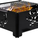 16.5 inch Portable Fire Pit with BBQ Grill for Collapsible Plug Fire Pit Suitable for Camping, Picnics, Courtyards, Garden Bonfires and Outdoor Firewood with Storage Bag (Square S-16.5in)
