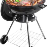 Charcoal Grill – portable BBQ Grill with adjustable air vent, wheels, hanlde – Charcoal Kettle Grill for outdoor, camping, backyard, picnics, party parties (22inch Apple)