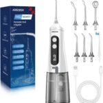 Water Dental Flosser for Teeth Cleaning,350ml 7Jet Tips 9 Modes Cordless Water flossers,Electric Rechargeable Oral Irrigator IPX7 Waterproof, Deep Cleaning 2025 Upgrded for Travel and Home -White