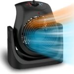 LifePlus 2 in 1 Heater Fan Combo, Portable Cooling Desk Fan, Air Circulator Fan 45° Tilt, 2 Wind Speeds, 1500W Overheat Protection Personal Small Floor for Home Office Black