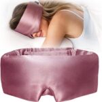 YFONG 100% Mulberry Silk Sleep Mask, Total Blackout Eye Mask for Women & Men, 22 Momme 6A Grade Silk with Adjustable Band Designed for Side Sleeper Pink