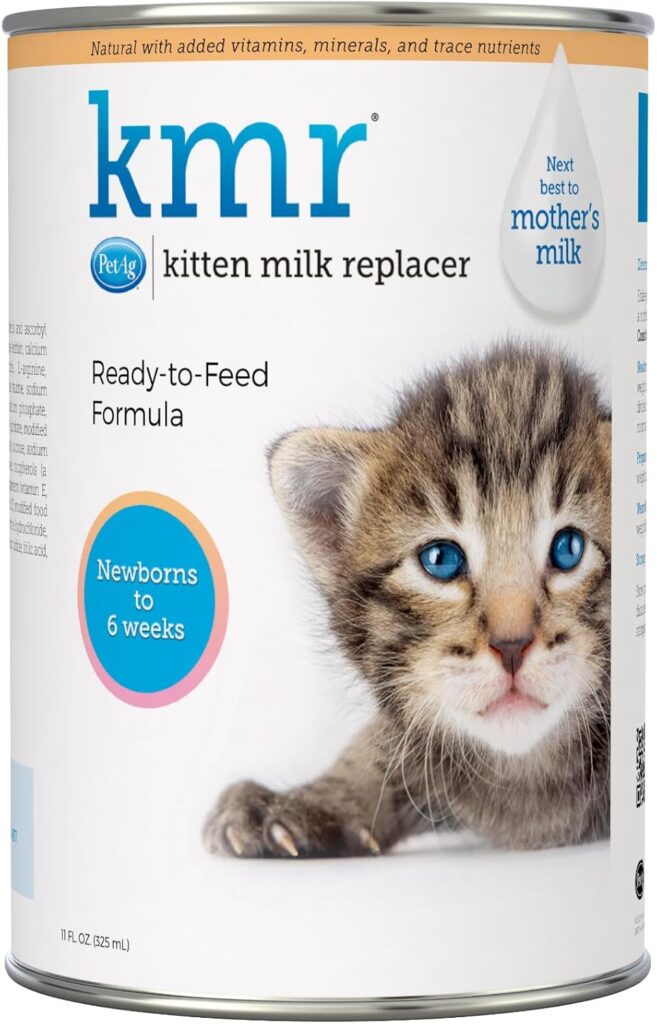 Pet-Ag KMR Kitten Milk Replacer Liquid – 11 oz – Ready-to-Feed Kitten Formula with Vitamins for Kittens Newborn to Six Weeks Old – Easy to Digest