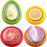Avocado Saver and Tomato Holder – Set of 4 Reusable Storage Containers for Fridge – Ideal for Garlic, Onions, Lemons, and Potatoes