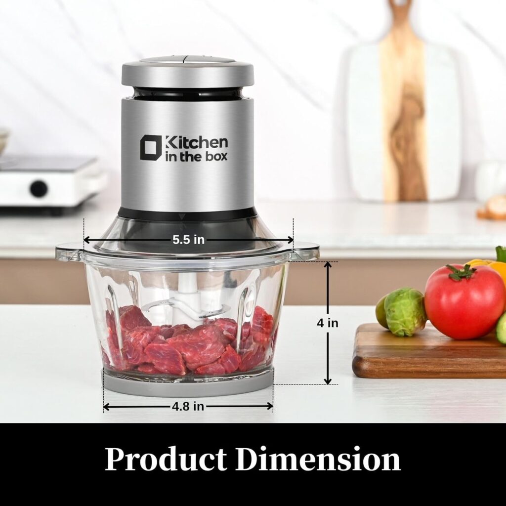 Kitchen in the box Mini Food Processor, Electric Meat Grinder & Food Chopper with 400W Powerful Veggie Chopper-One 3 Cup Bowl & S Blades for Meat/Fish/Vegetable/Baby Food