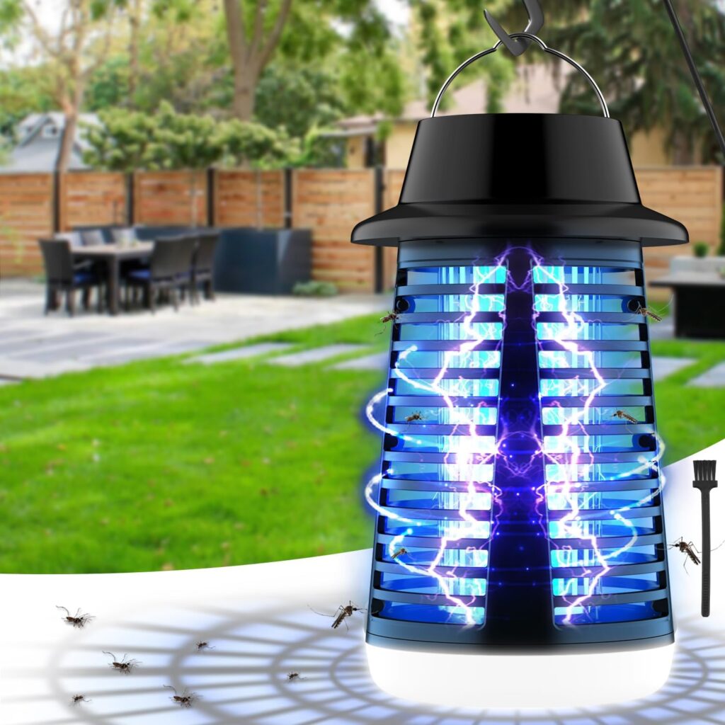 Bug Zapper Outdoor, Fly Zapper Indoor, Mosquito Zapper with LED Light – 4200V Electric Fly Trap with 5.9ft Cable, Flying Insect Killer, Mosquito Repellent Outdoor Patio and Backyard, Home, Camping
