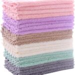 24 Pack Kitchen Dishcloths – Does Not Shed Fluff – Reusable Dish Towels, Dish cloths, Super Absorbent Coral Fleece Cleaning Cloths, Nonstick Oil Washable Fast Drying, 7 x 9 Inch (Multicolor)