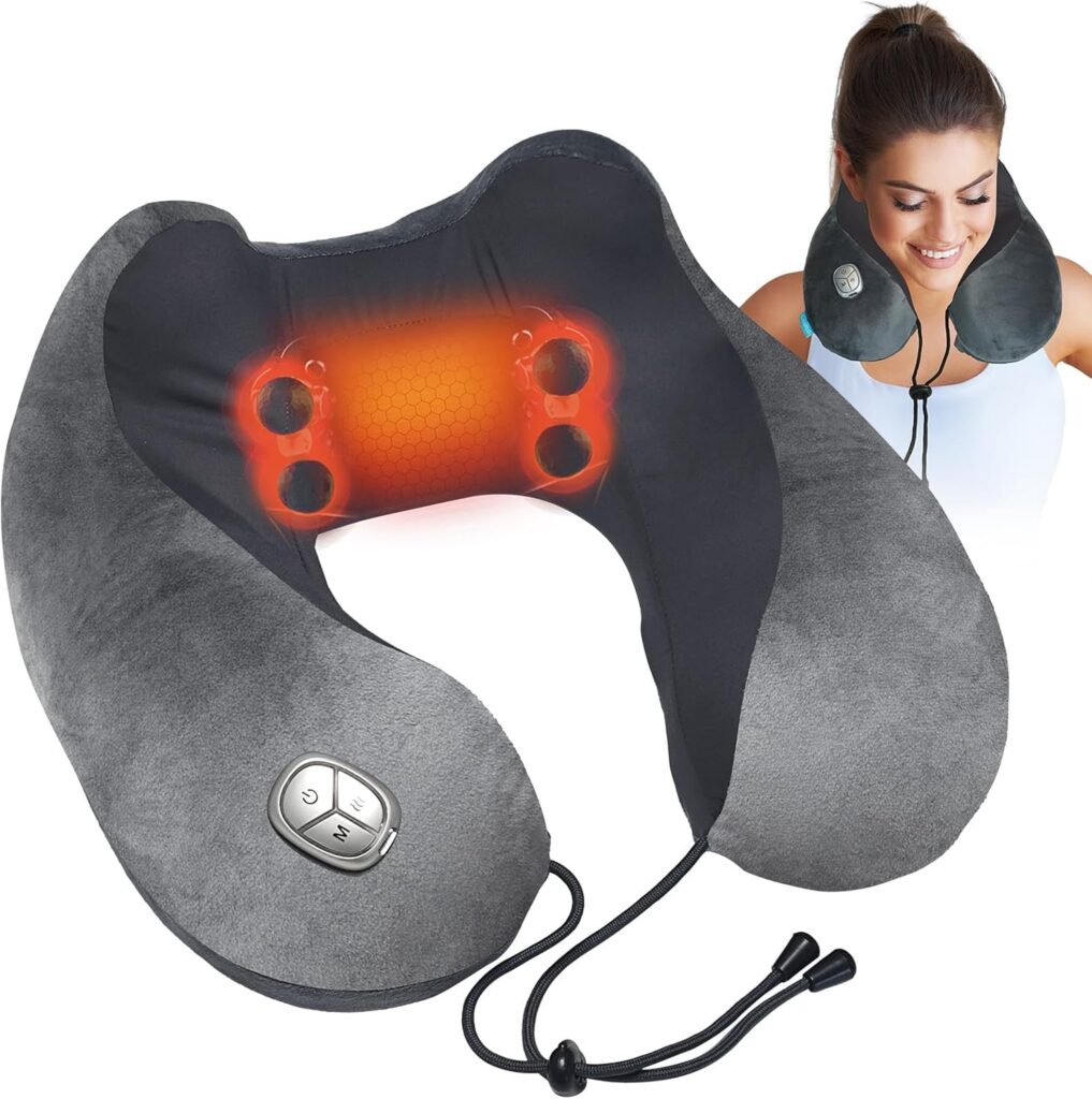 Neck Massager Pillow with Heat – FSA or HSA Eligible,Portable Shiatsu Neck Massage Pain Relief Deep Tissue,Heated Pillow for Travel,Office & Home,Ideal Gift for Her,Him