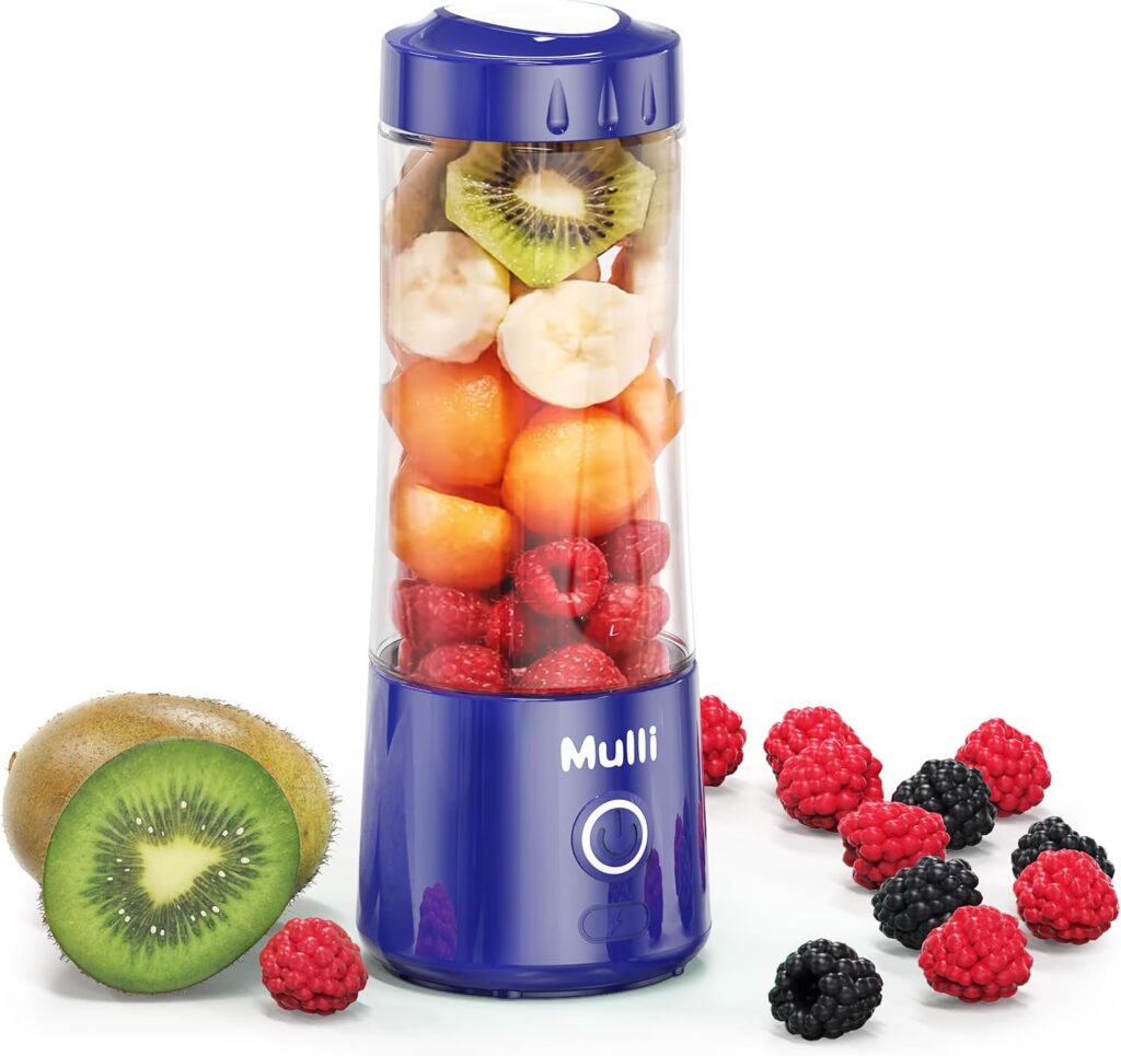 ‌Mulli Portable Blender 14oz-USB Rechargeable Smoothie Maker with 6 Stainless Steel Blades, Personal Mini Blender for Shakes, Baby Food, Travel, Gym & Kitchen, BPA-Free