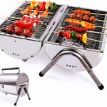 Upgraded Rust-Resistant Premium Stainless Steel Portable Charcoal Grill, Dual Large Grilling Zones,Easy-to-Assemble Outdoor Small Grill for Backyard,Patio,Travel&Camping,Foldable Tailgate Compact BBQ