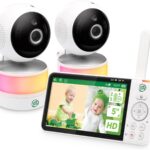 LeapFrog LF915-2HD Baby Monitor, 2 Cameras, 5” 720p Screen, 360° Pan-Tilt-Zoom, Color Night Vision, Night Light, Two-Way Intercom, Secured Transmission No WiFi