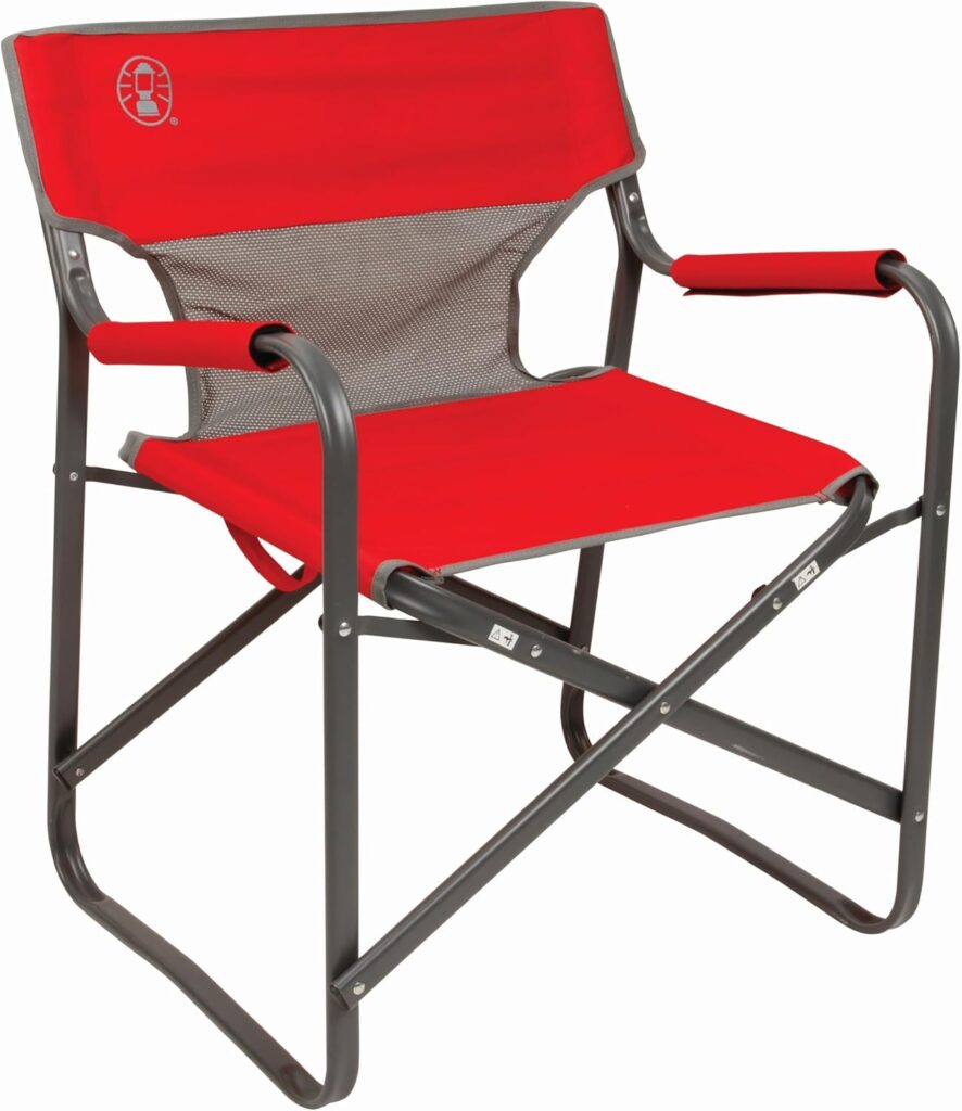 Coleman Outpost Breeze Folding Camping Chair with Cooling Mesh Back, Portable Outdoor Chair Supports up to 300lbs
