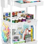 3 Tier Rolling Cart with Drawer, Bathroom Storage Organizer with 2 Lockable Wheels, Multifunctional Rolling Storage Cart for Bathroom, Kitchen, Office, Craft, Makeup, Baby Essentials, White