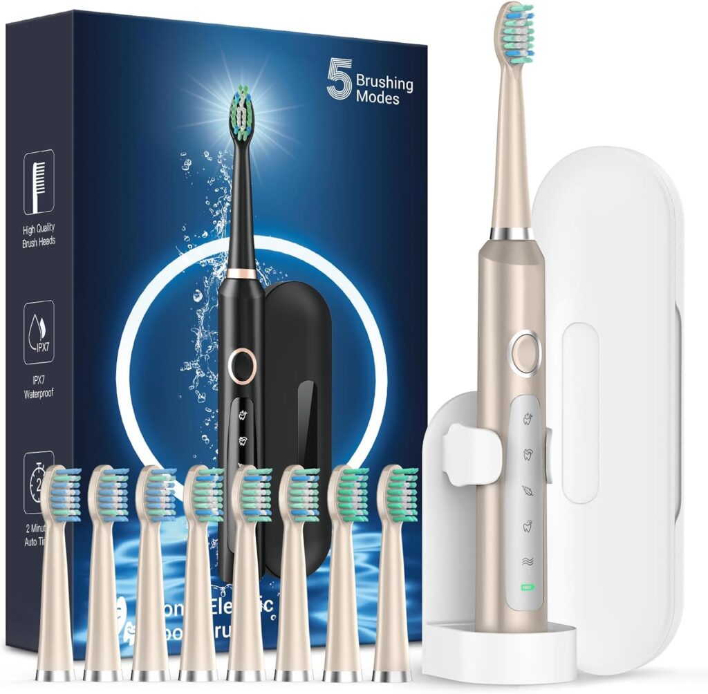Rtauys Champagne Electric Toothbrush，120 Days Battery Life – Champagne