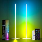 MIHEAL 2PCS Corner Floor Lamp, Synced Lights LED Control Floor Lamp RGB Light 56″ Smart LED Corner Lamp App and Remote for Living Room Gaming Bedroom and Etc.