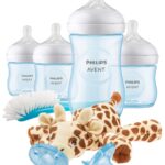 Philips Avent Natural Baby Bottle with Natural Response Nipple, Blue Baby Gift Set with Snuggle, SCD838/04