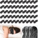 Newcotte 50 Pcs Silk Sleep Eye Mask for Sleeping Adjustable Elastic Strap Blackout Smooth Soft Eye Covers No Pressure Sleep Mask for Women and Men Comfortable Blindfolds(Black)