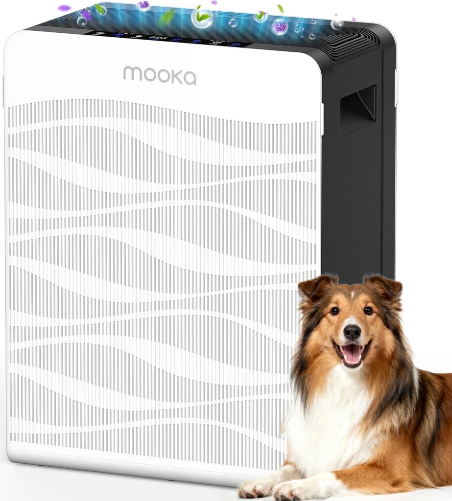Air Purifier for Home Large Room 2800 Ft², MOOKA H13 True HEPA Double-Sided Air Purifiers for Home Pets with Washable Filters, PM 2.5 Air Quality Sensor, Air Filter Cleaner for Bedroom, Dorm, Office