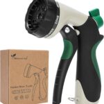 MORROWIND Garden Hose Nozzle, Heavy Duty Metal Water Nozzle with 8 Adjustable Spray Patterns, High Pressure Ergonomic Flow Control for Watering Plants, Lawns, Washing Cars, Pets, Black with Green