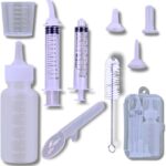 Newborn & Senior Pet Feeding Kit, Kitten/Puppy Bottle (50ml), Syringe with Silicone Nipple, Oral Dosing Syringe, Soft BPA-Free Nipples, Medicine Dispenser & Travel Case for Cats Dogs Rabbits Squirrels