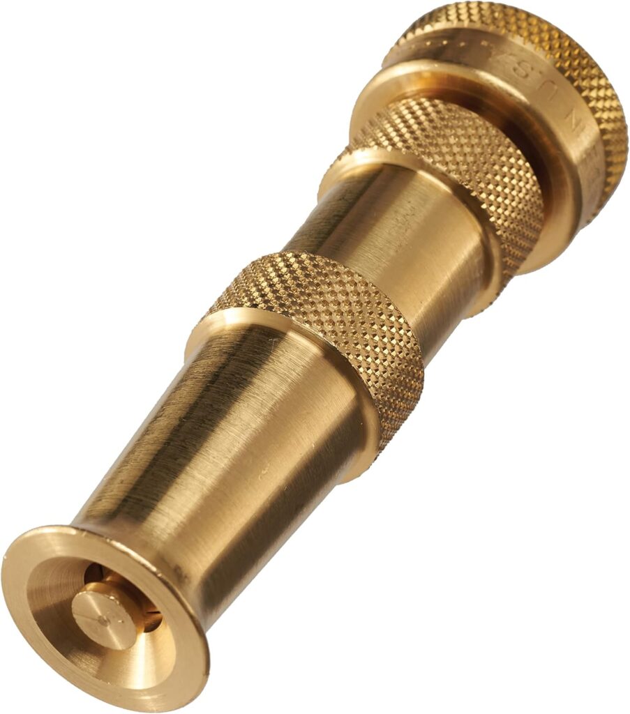 Dramm Brass Adjustable Spray Nozzle with Powerful Water Stream, Perfect for Cleaning Walkways, Patios, Gutters, Brass