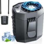 2025 Smart Portable Rechargeable Fan with LED Light & 25H Runtime, 4-Speed 9200RPM Turbo Cooling Personal Waist Fan, Wearable Neck & Belt Clip for Camping, Outdoor, Hiking – Black