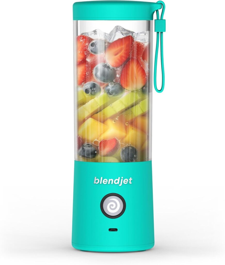 BlendJet Portable Blender for Smoothies & Shakes – 16oz BlendJet 2 Cordless Personal & Small Blender, USB-C Rechargeable & Self Cleaning – Quiet Mini Travel Blender with Stainless Steel Blade (Mint)