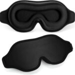 FlyCoco Blackout Eye Mask for Sleeping, 3D Contoured Cup No Pressure Sleep Mask with Adjustable Strap, Ultra-Thin Sides Breathable Lightweight Soft Eye Cover for Men Women Home Travel Airplane Party