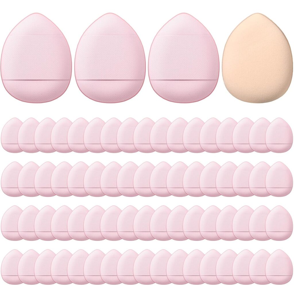 Gerrii 72 Pcs Finger Powder Puff Mini Makeup Sponge Soft Beauty Makeup Blender Puff for Foundation, Face Powder, Under Eye Setting, Concealer, Repair Cream, Cosmetic Tool(Pink)