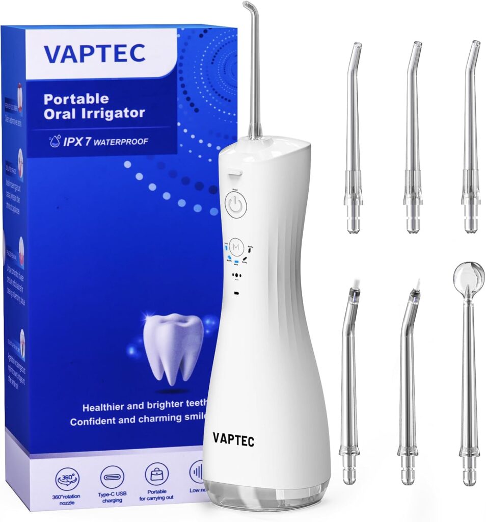 Power Water Flossers for Teeth Cleaning and Flossing, Water Dental Flosser Teeth Pick – Cordless Portable 6 Modes Oral Irrigator Dental, Rechargeable Travel Irrigation Cleaner IPX7 Waterproof (White)
