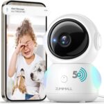 ZUMIMALL Security Camera Indoor, 5G/2.4G WiFi Baby Monitor with Camera and Audio, 2K Wired Pet Cameras for Home Security, One-Click Call, Auto Tracking, Cry/PIR/AI Detection, Alexa/ONVIF/Cloud