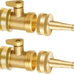 Garden Hose Nozzle Brass Jet High Pressure Water Sprayer with Heavy Duty Solid Metal Shutoff Valve, Durability Power Washer 3/4″ GHT Connector for Garden & Lawn, Car Wash, 4 counts (2 packs)