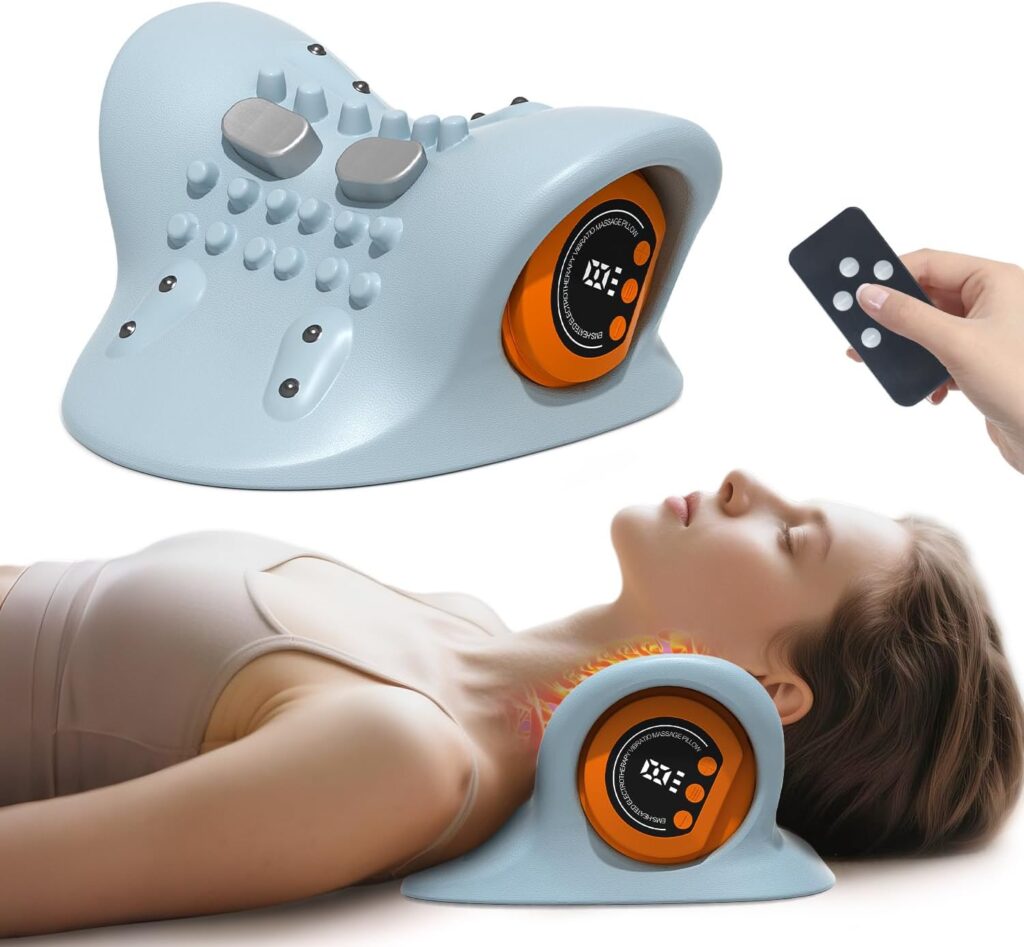 2025 Upgraded Neck Massager Device with Heat, Pulse & Vibration, 3 Modes, Ergonomic Design, Portable Neck and Shoulder Massager for Relaxation & Muscle Tension Relief (Gray)