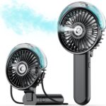 SWEETFULL Portable Misting Fan – 180° Foldable Handheld Personal Fan with Mist Spray, 3 Speeds, 30ml Water Tank, USB Rechargeable for Travel, Outdoors, Makeup, Camping, Home, and Office Use