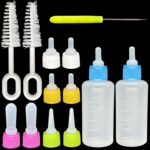 Pet Bottle Kit, Squeeze Liquid Replaceable Silicone Teat for Newborn Kittens, Puppies, Rabbits, Small Animals Replacement Teat Cat Feeding Bottle Feeding Tool