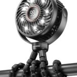 Stroller Fan, 4000mAh Portable Battery Operated Smal Clip on Fan, 4 Speed Rechargeable Mini Personal Cooling, Travel for Baby Car Seat Crib(Black)