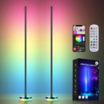 Corner Floor Lamp 2 Pack,RGBICW LED Corner Lamp with 1300lm Smart Modern Floor Lamp,App & Remote Control,Music Sync,Color Changing Standing Lamp for Bedroom Living Room and Gaming Rooms