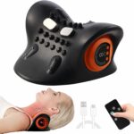 Neck Massager, Neck and Shoulder Relaxer with Heat, Portable Cordless Shoulder Cervical Traction Device for Pain Relief Electric Massager Pillows(Light Black)