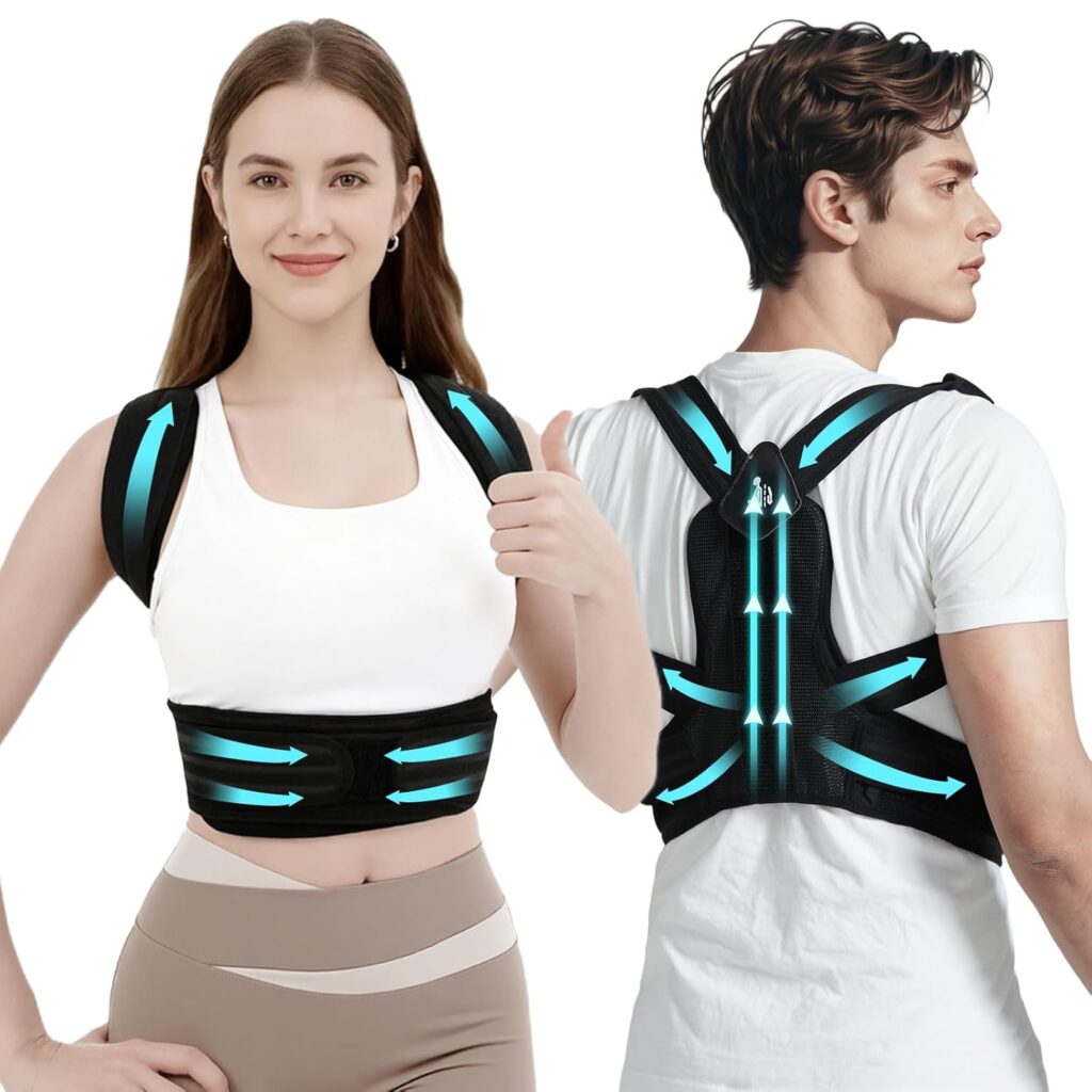 Posture Corrector Back Brace for Women and Men, Shoulder Straightener, Adjustable Back Support Brace, Back Pain Relief – Slouching, Scoliosis, Hunchback, Hump, Thoracic, Spine Alignment – with Adjustable Shoulder Straps, Posture Support. Posture Corrector Back Brace – M (Underbust 28”-34”)