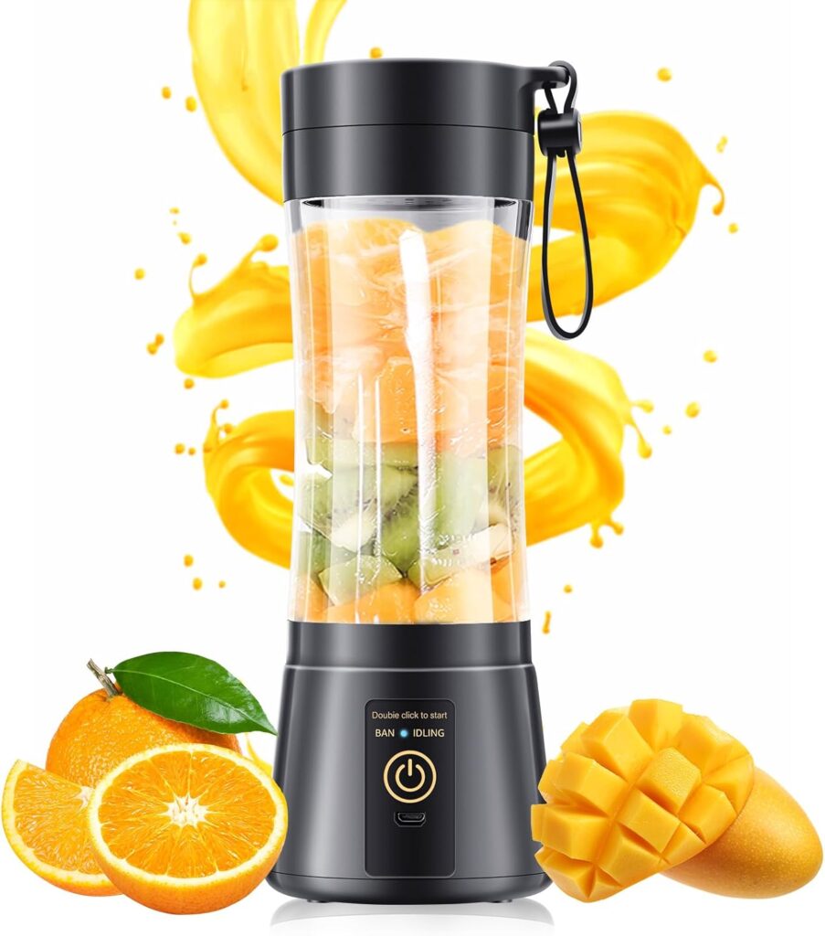 Portable Blender for Smoothies & Shakes – Cordless Personal Size Mini Blender with BAP Free Juice Cup, USB Rechargeable Suit for Sports/Picnic