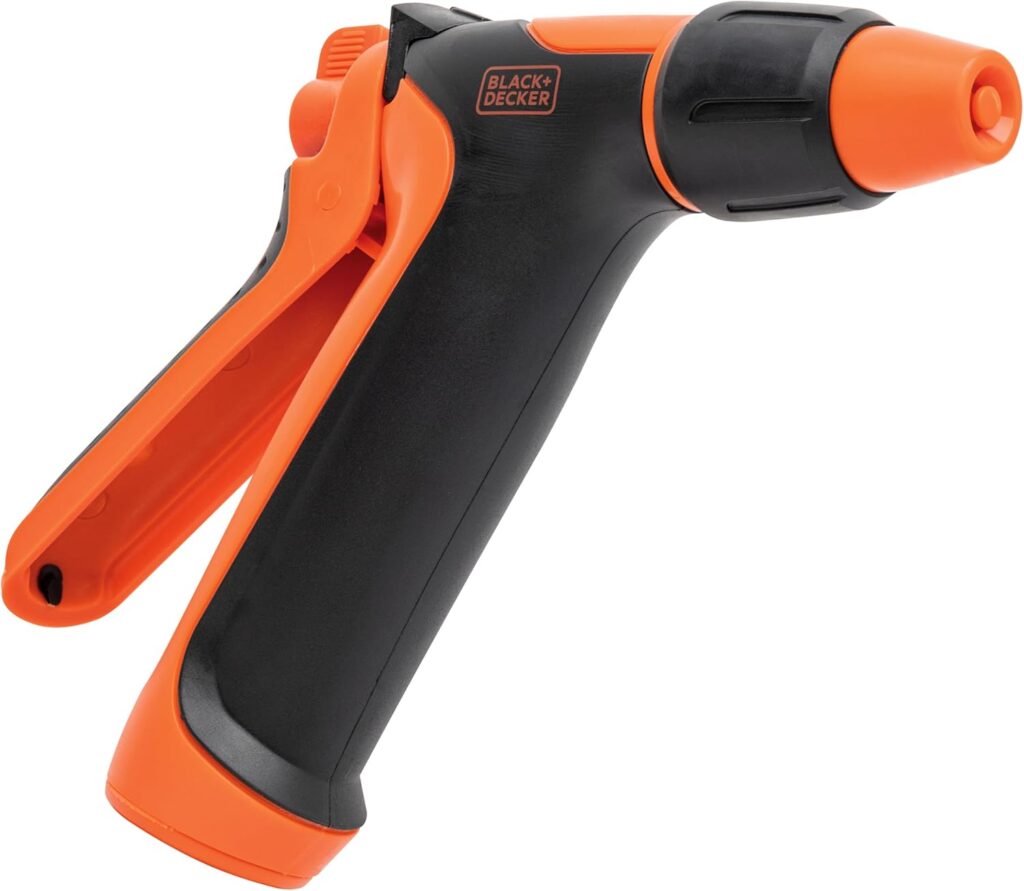 BLACK+DECKER® Adjustable Rear Trigger Garden Hose Nozzle – Lightweight, Comfortable Grip Sprayer for Everyday Use BXWNBB57391