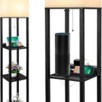 SHINE HAI 3-in-1 Shelf Floor Lamp with 1 USB&Type C&1 AC Outlet, 3-Tiered LED Bedroom Lamp, Shelf & Storage Combination Modern Standing Light