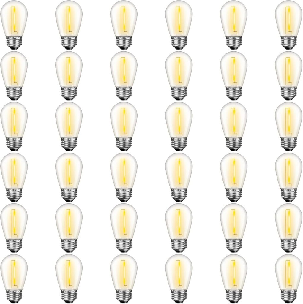 36 Pack S14 LED Bulbs for Outdoor String Lights, Shatterproof Replacement Edison Bulbs for Patio String Lights Outdoor Waterproof, Warm White 2200K, Dimmable, E26 Standard Base