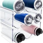 3 Pack Water Bottle Organizer, Stackable Kitchen Home Organization and Storage Rack, Plastic Cup Storage Organizer for Kitchen Cabinet Cupboard Organizer and Storage Cup Rack for Counter