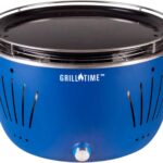 GrillTime Tailgater GT Griddle Combo 13 Inch – Portable Grill with Enamel Griddle Pan, Great for Grilling Bacon, Fish, Pancakes, For Outdoor Tailgates and Camping – Blue