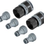 Melnor 65175AMZ 6 Piece Quick Connect Starter Set Connector Bundle, Product Adapter, Product End Connector, Black, Grey